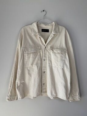 Abercrombie & Fitch Cream Corduroy Button Down Jacket